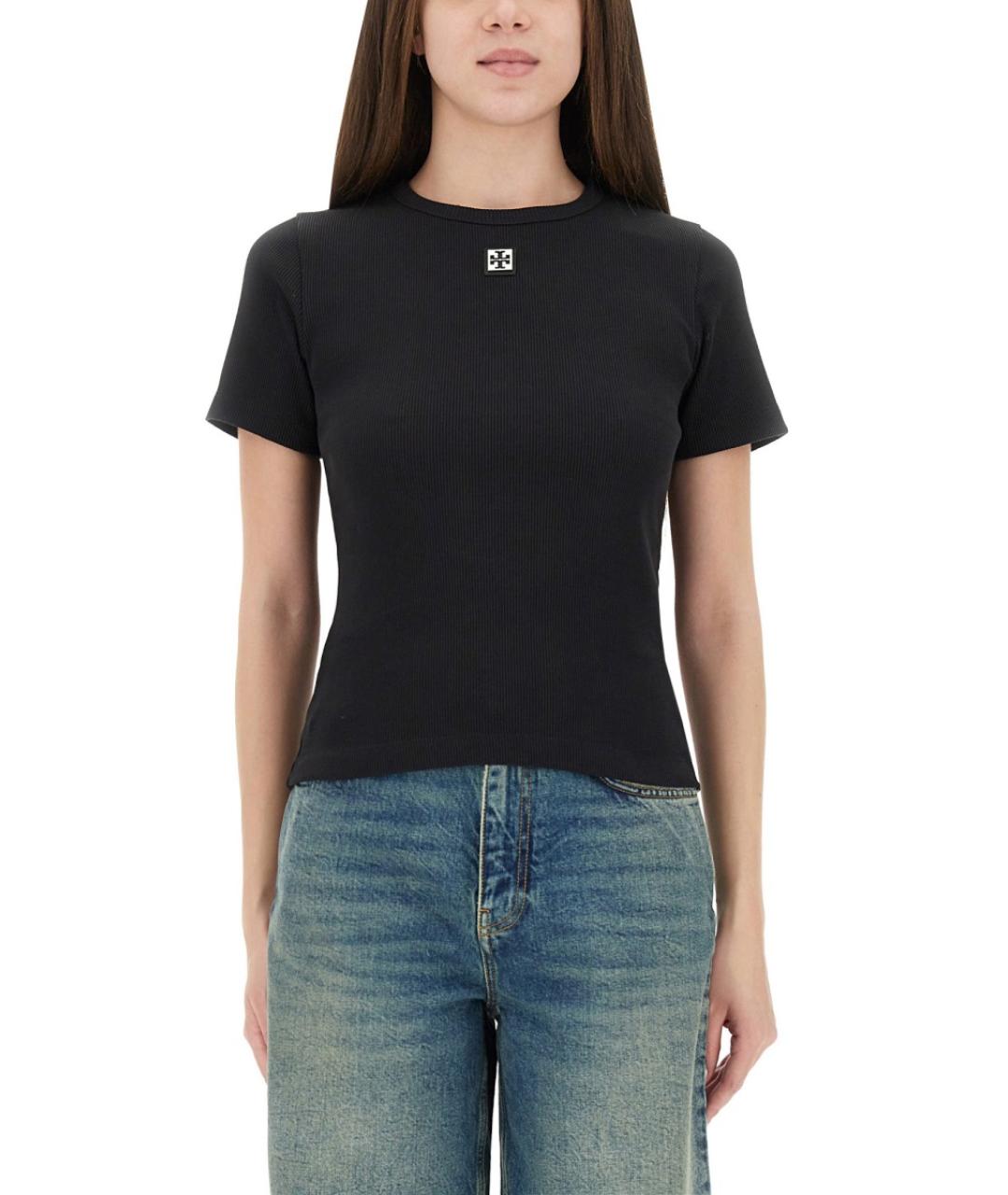 TORY BURCH Черная хлопковая футболка, фото 6