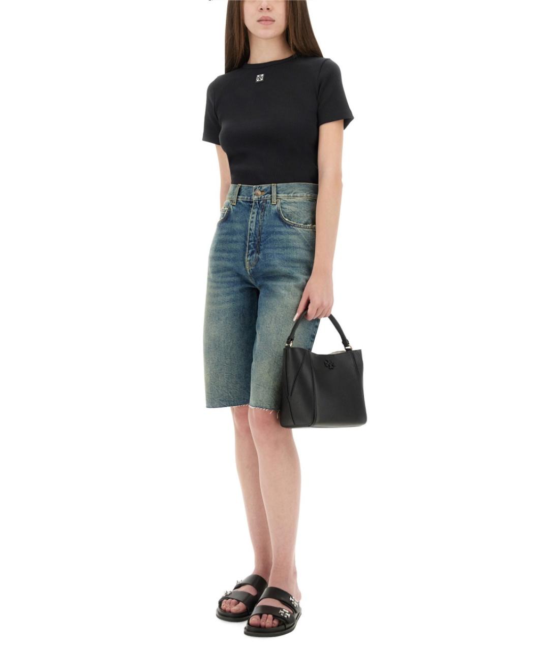 TORY BURCH Черная хлопковая футболка, фото 2