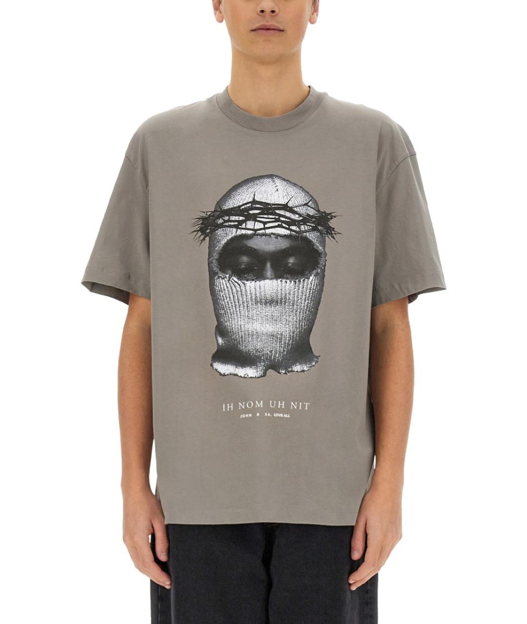 IH NOM UH NIT Серая хлопковая футболка, фото 5