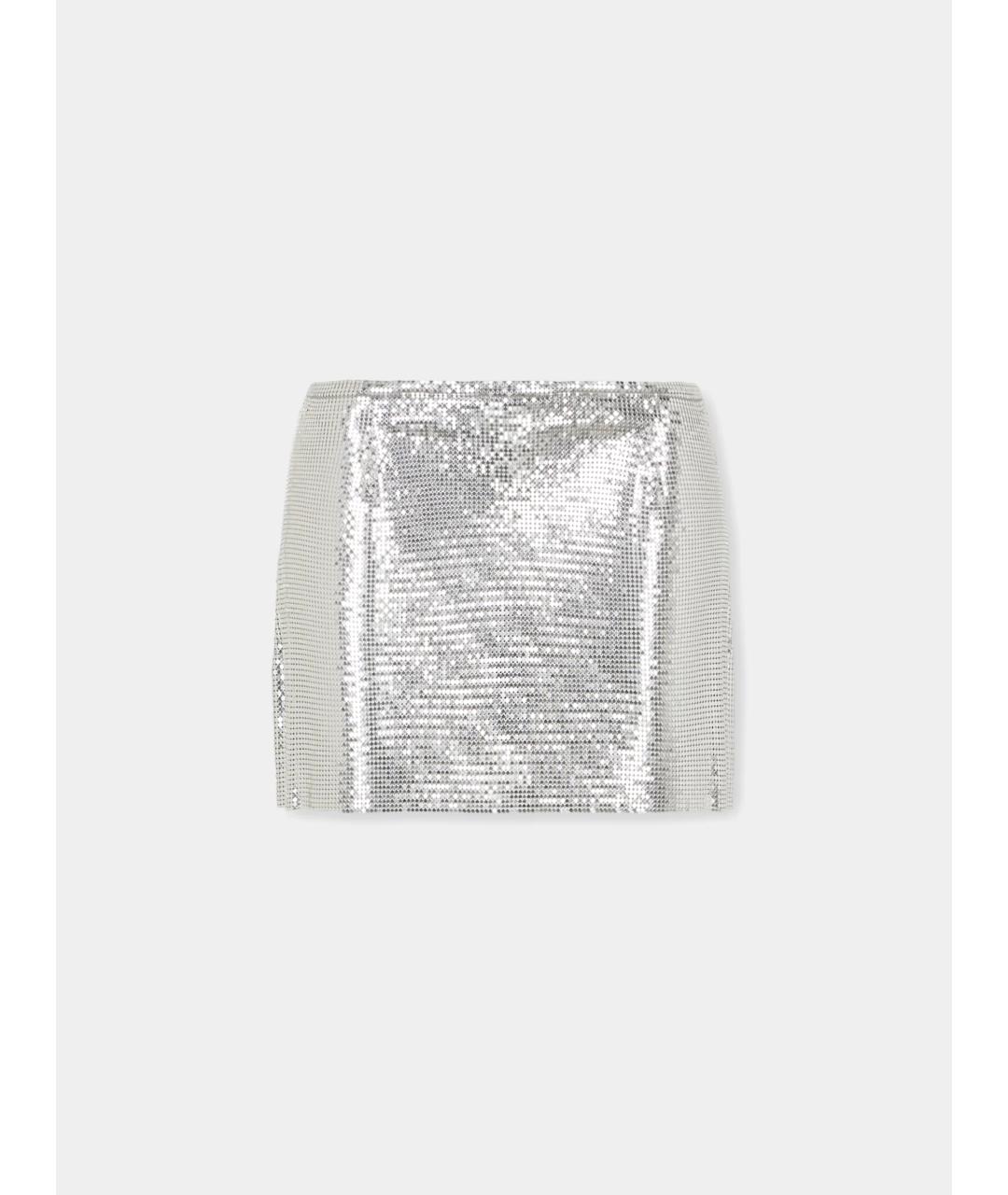 PACO RABANNE Серебряная юбка мини, фото 6