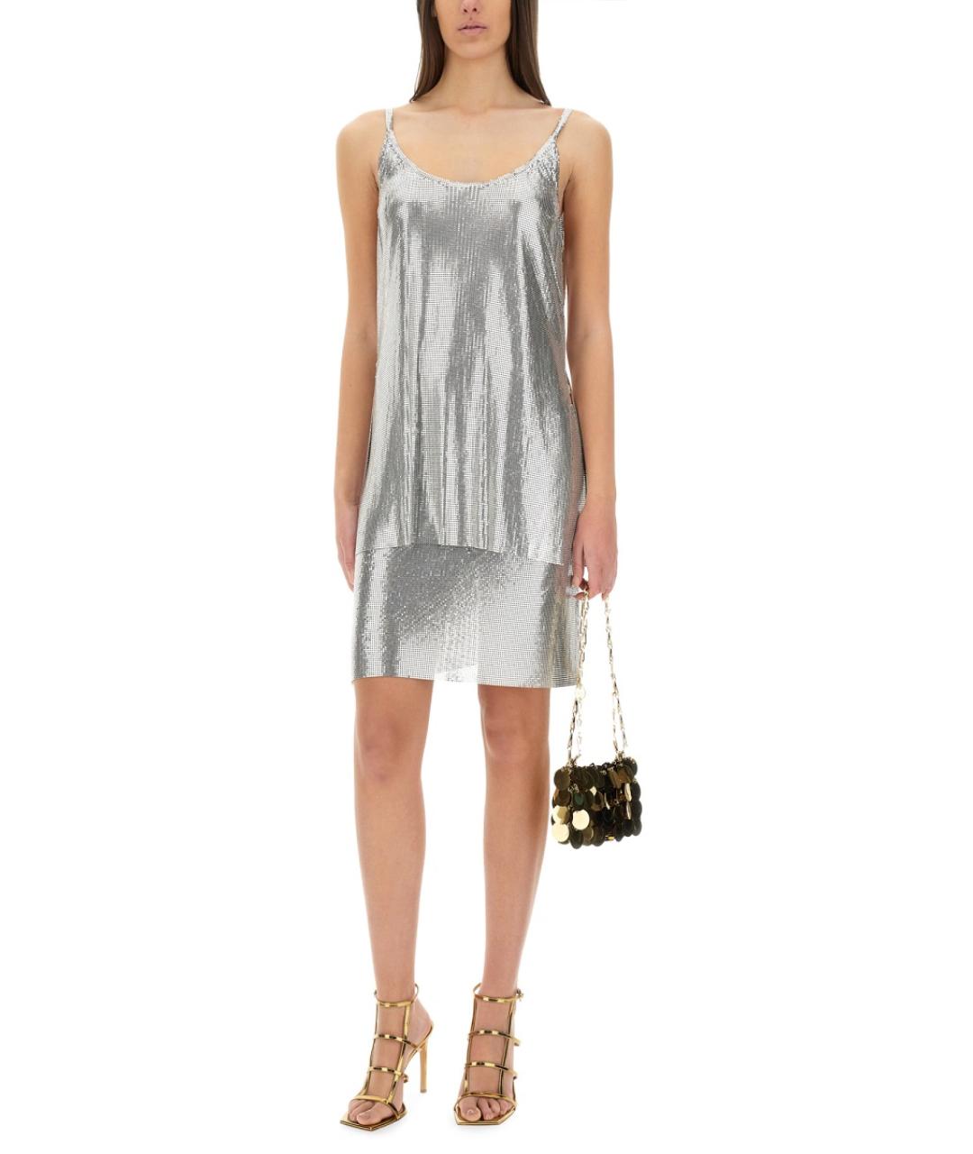 PACO RABANNE Серебряная юбка мини, фото 3