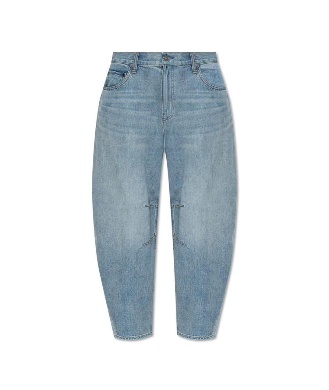 HELMUT LANG Синие хлопковые джинсы клеш, фото 1