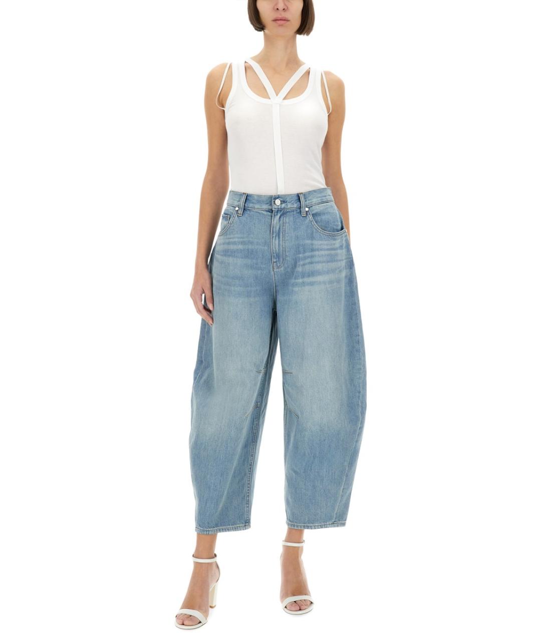 HELMUT LANG Синие хлопковые джинсы клеш, фото 2