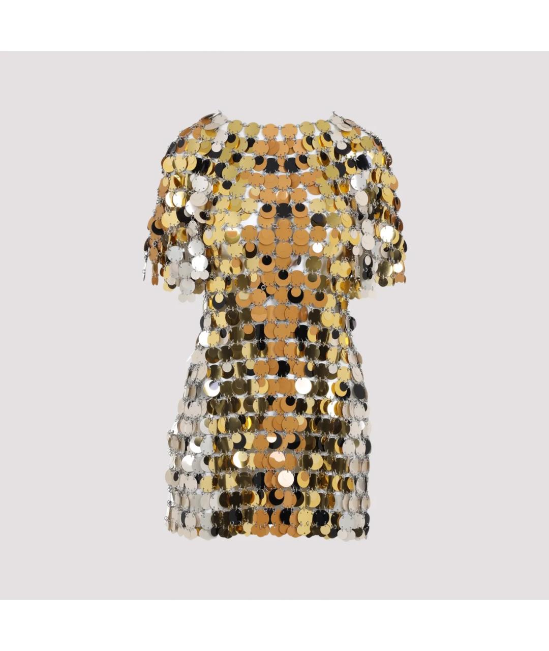 PACO RABANNE Золотое полиэстеровое коктейльное платье, фото 6
