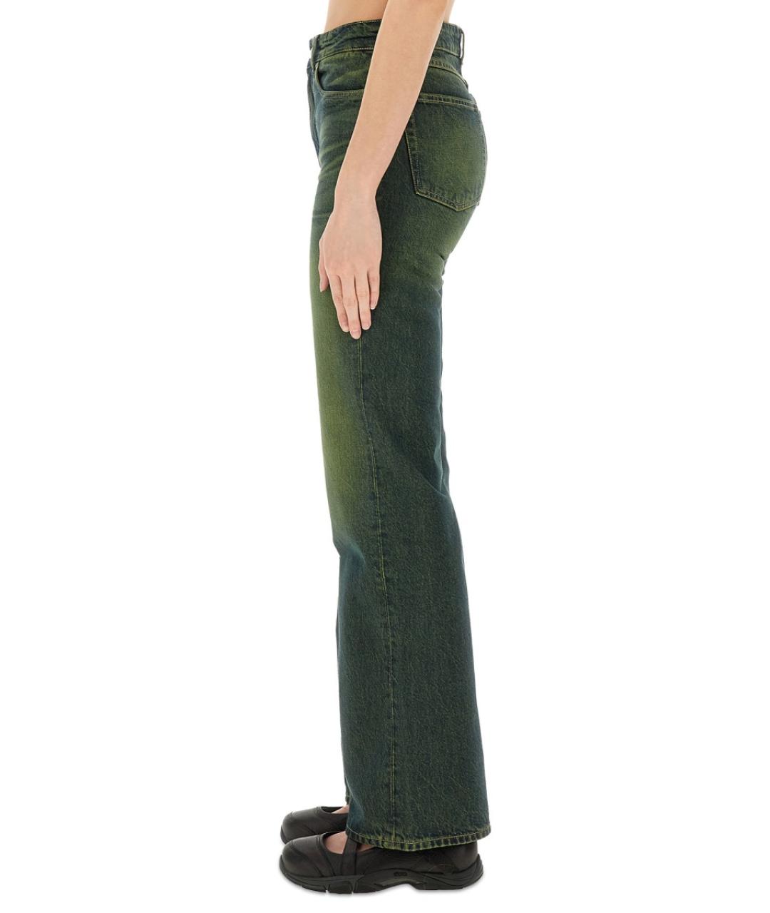 OUR LEGACY Зеленые хлопковые прямые джинсы, фото 4