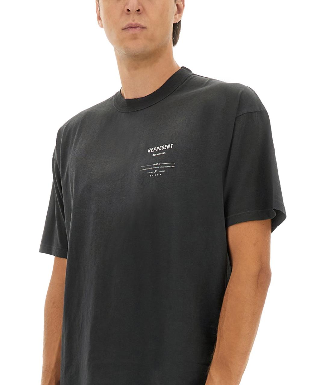 REPRESENT Антрацитовая хлопковая футболка, фото 4
