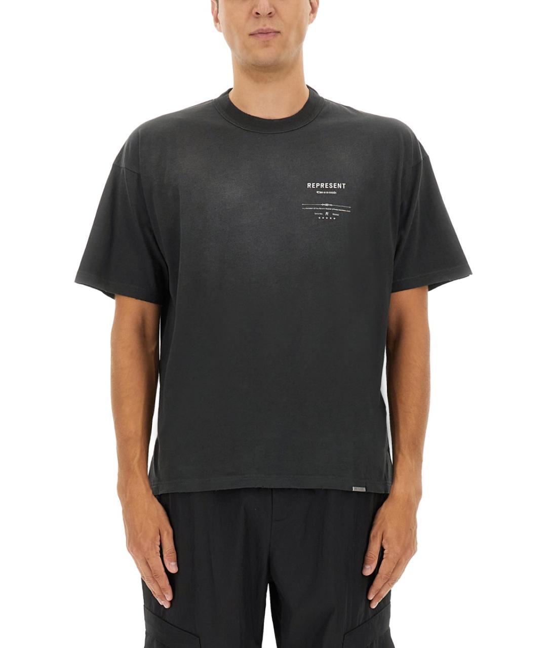 REPRESENT Антрацитовая хлопковая футболка, фото 5