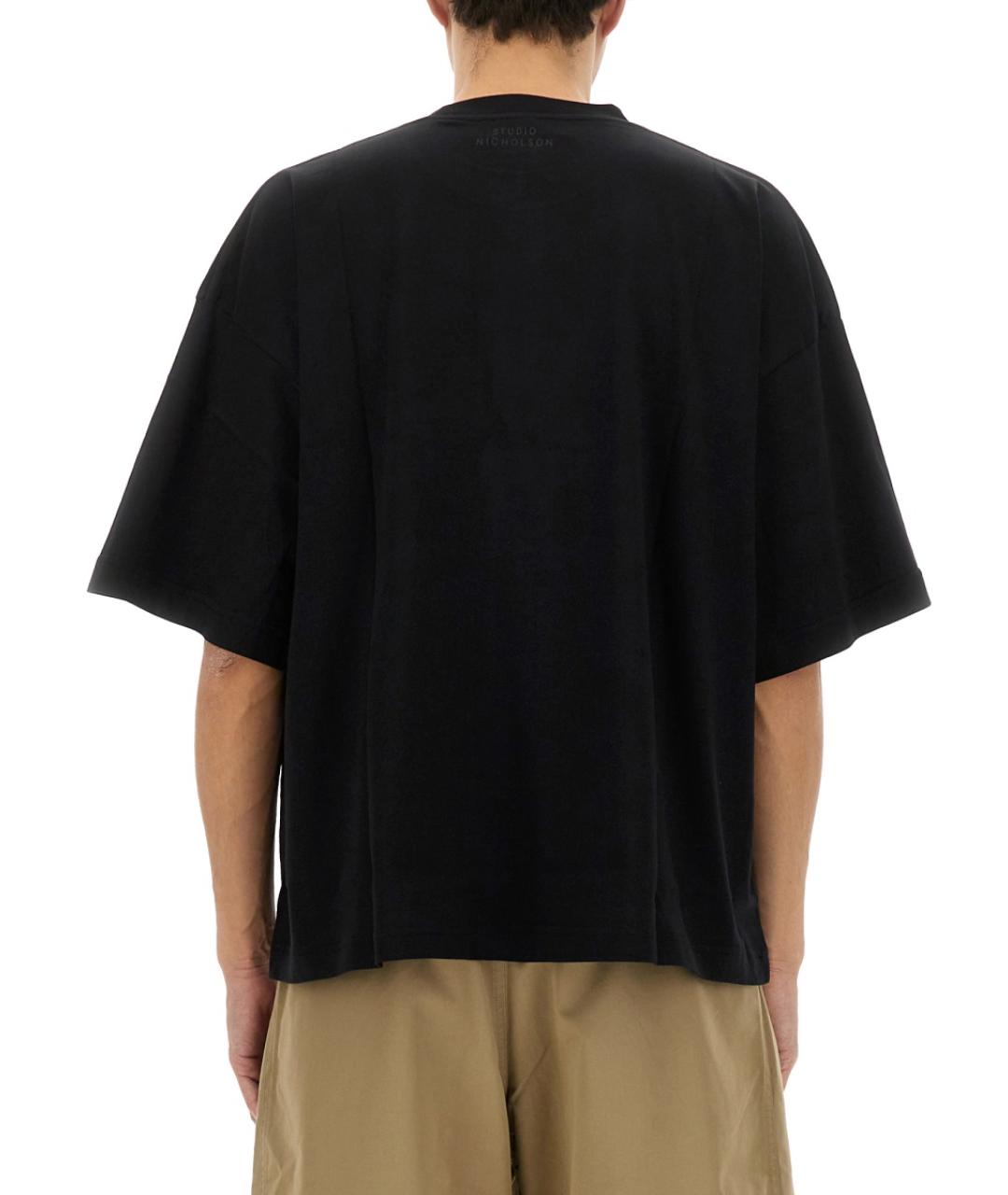 STUDIO NICHOLSON Черная хлопковая футболка, фото 3