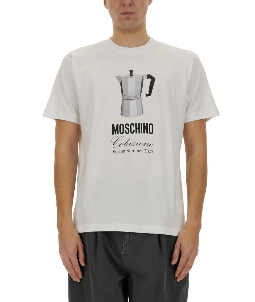 MOSCHINO Белая хлопковая футболка, фото 2