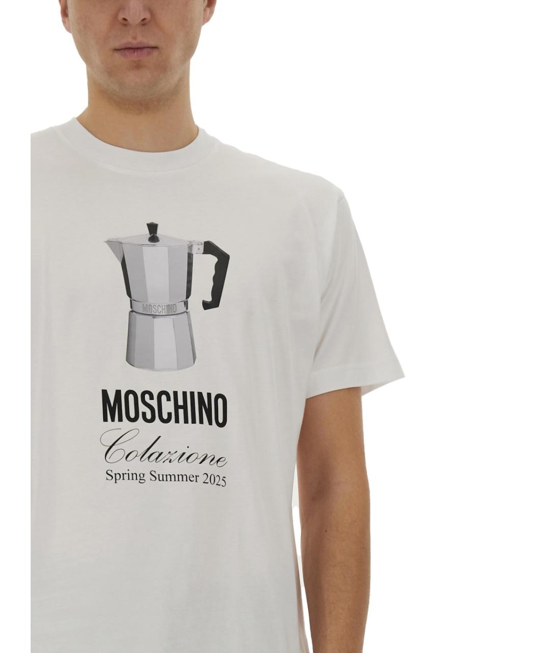 MOSCHINO Белая хлопковая футболка, фото 5