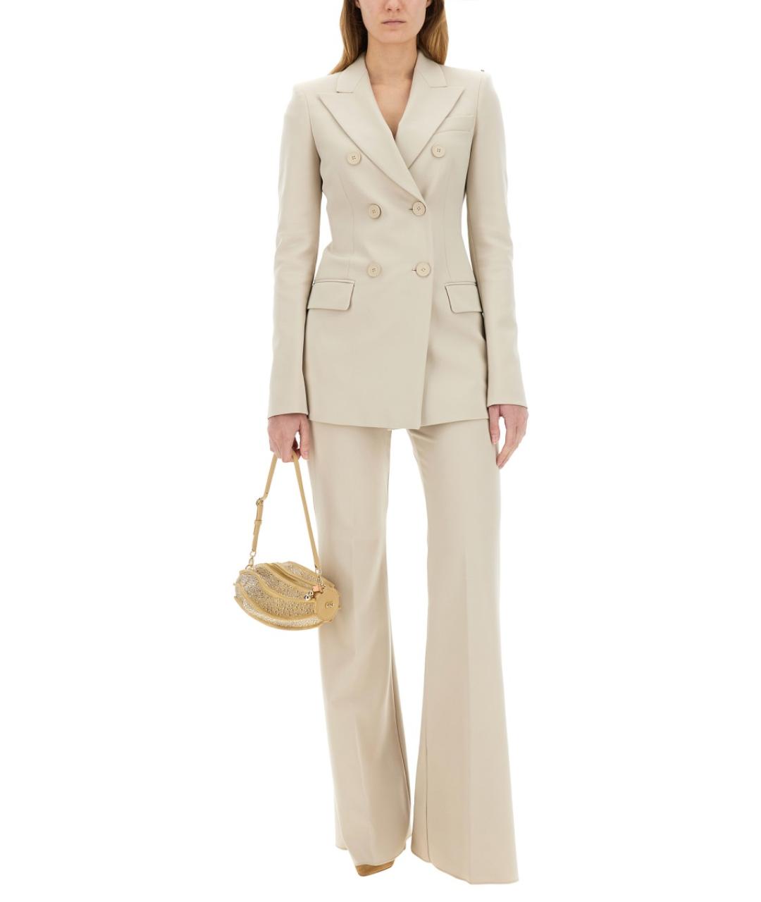 SPORTMAX Бежевые полиамидовые прямые брюки, фото 2