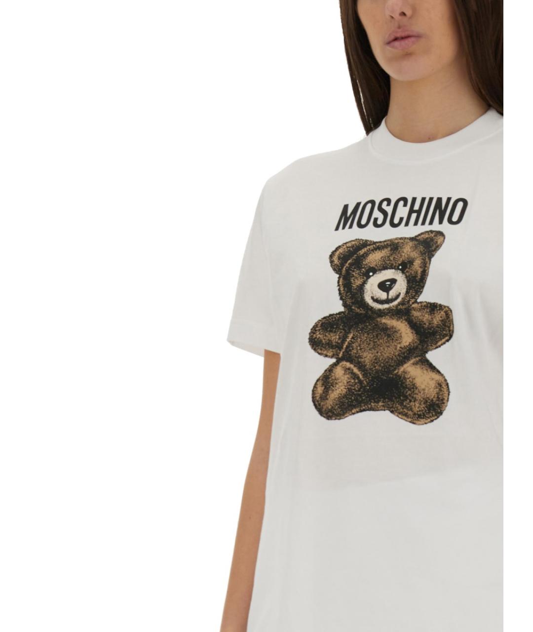 MOSCHINO Белая хлопковая футболка, фото 4