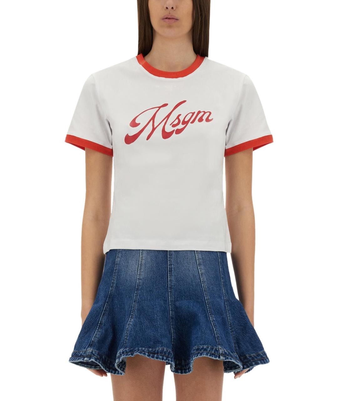 MSGM Белая хлопковая футболка, фото 2