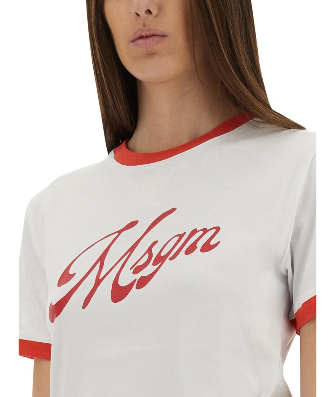 MSGM Белая хлопковая футболка, фото 5