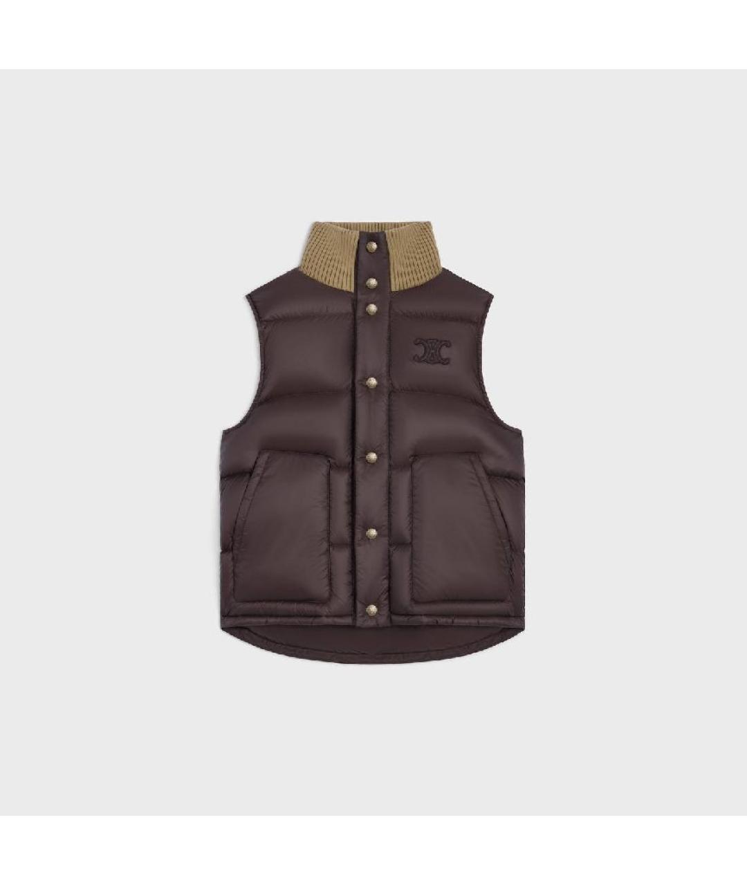 CELINE Коричневый полиамидовый жилет, фото 5