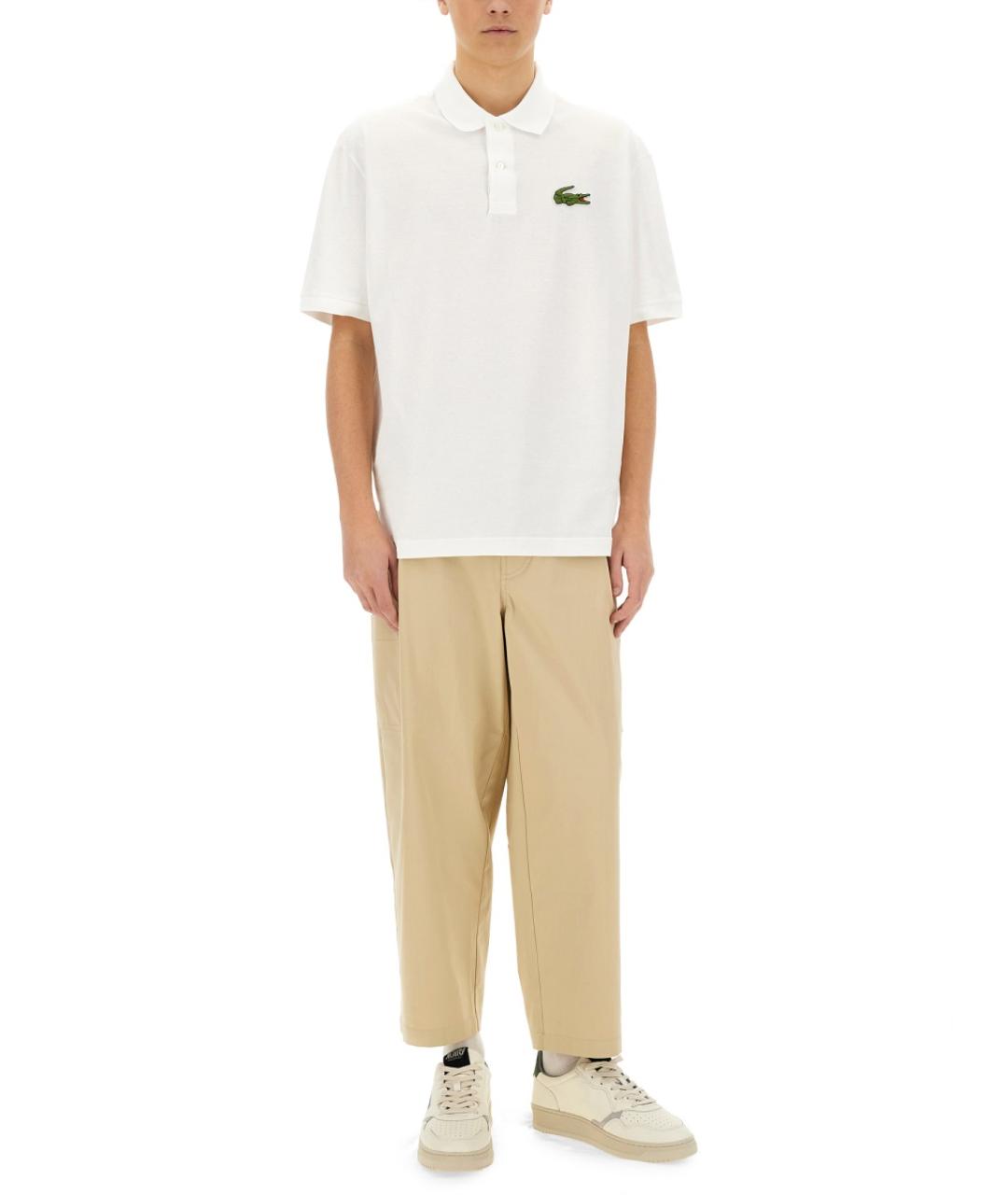 LACOSTE Белое хлопковое поло с коротким рукавом, фото 3