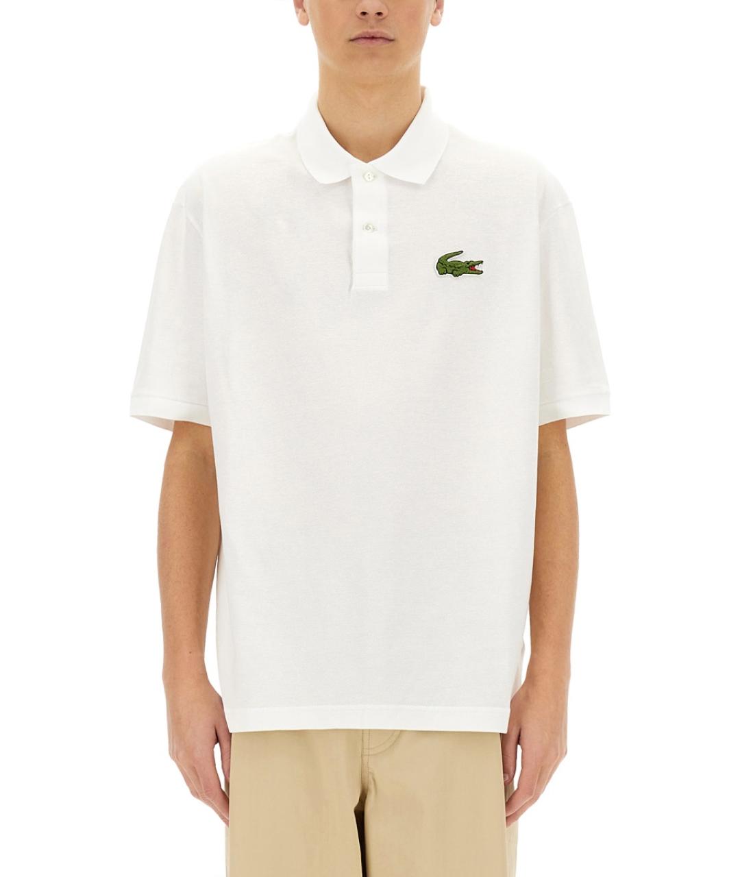 LACOSTE Белое хлопковое поло с коротким рукавом, фото 2