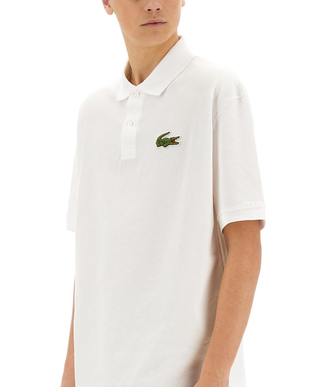LACOSTE Белое хлопковое поло с коротким рукавом, фото 5