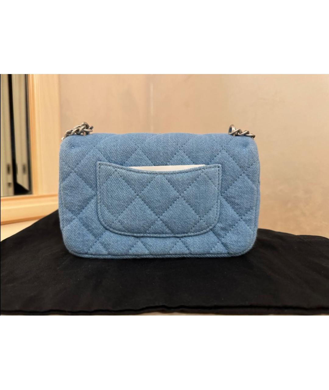 CHANEL Голубая тканевая сумка через плечо, фото 2