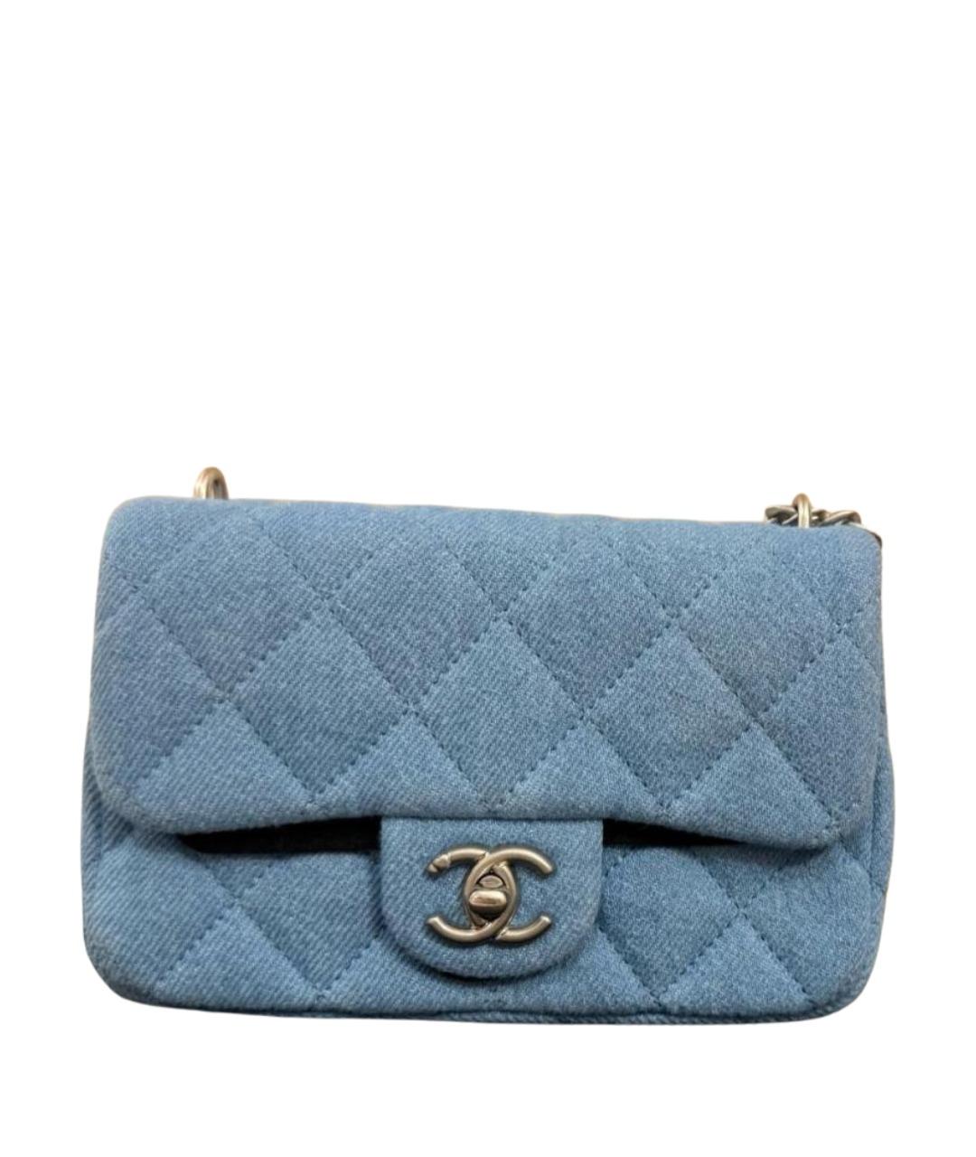 CHANEL Голубая тканевая сумка через плечо, фото 1