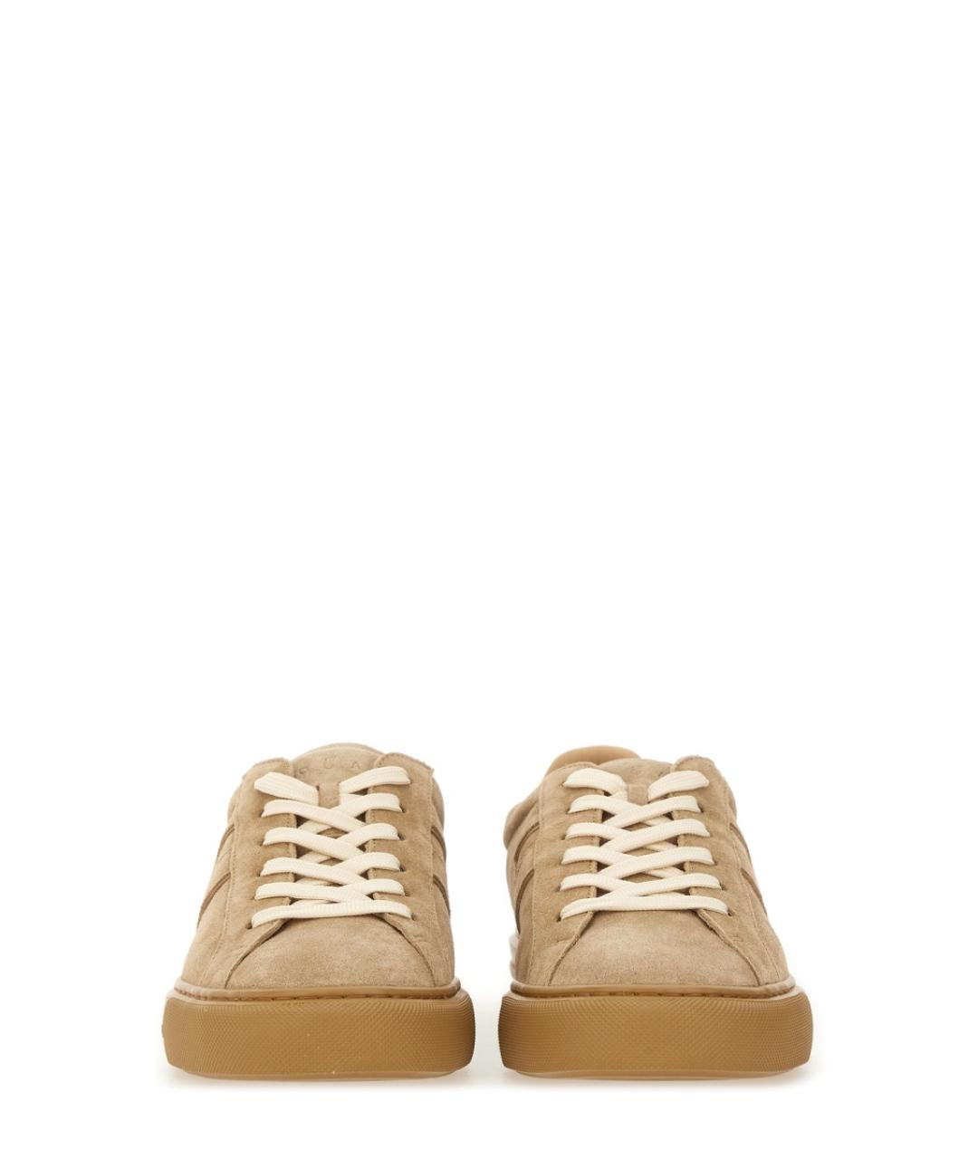 HOGAN Бежевые замшевые низкие кроссовки / кеды, фото 4