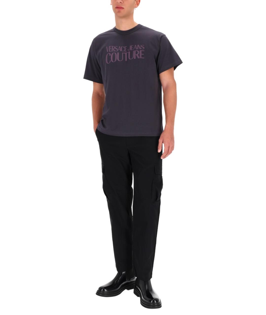 VERSACE JEANS COUTURE Серая хлопковая футболка, фото 2