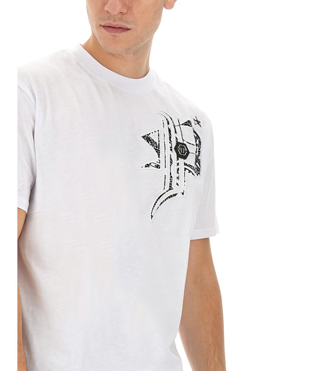 PHILIPP PLEIN Белая хлопковая футболка, фото 5