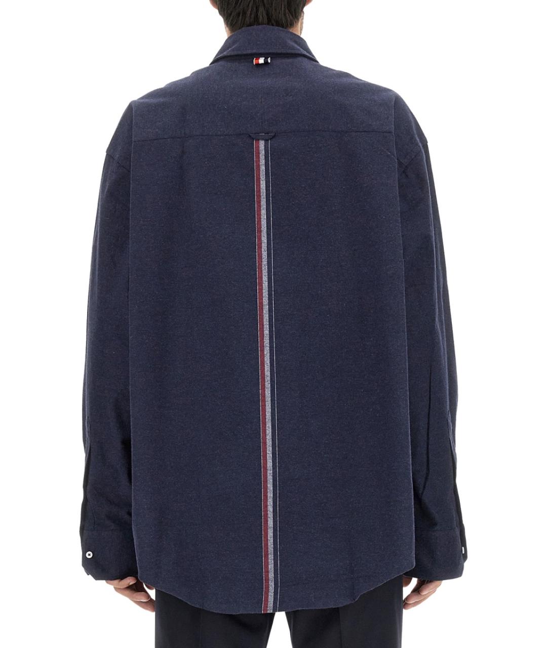 THOM BROWNE Синяя хлопковая кэжуал рубашка, фото 4