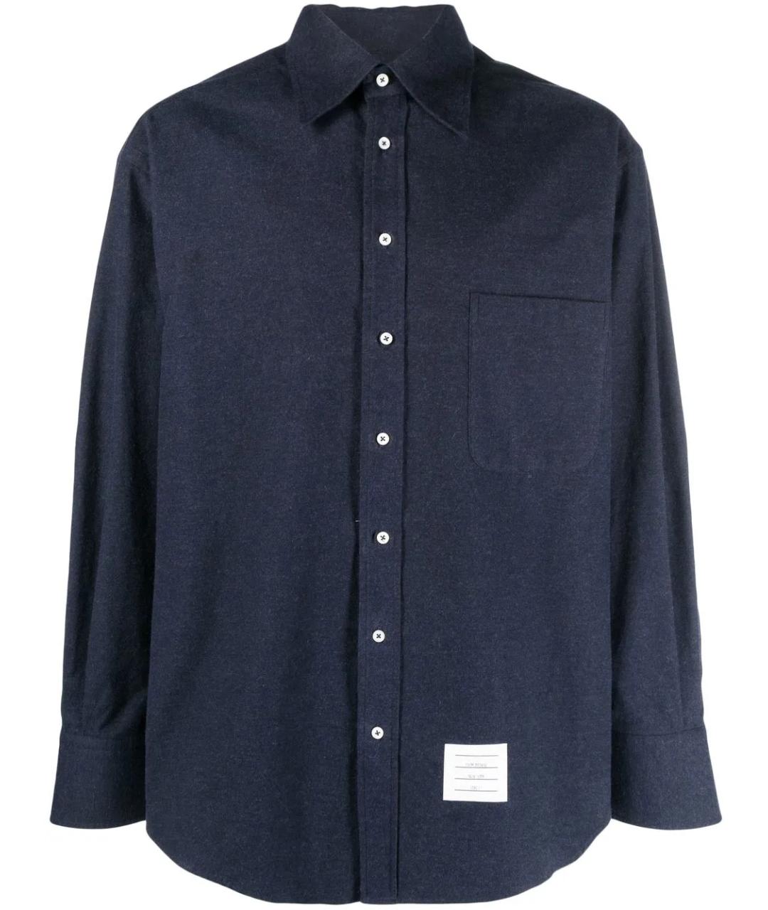 THOM BROWNE Синяя хлопковая кэжуал рубашка, фото 1
