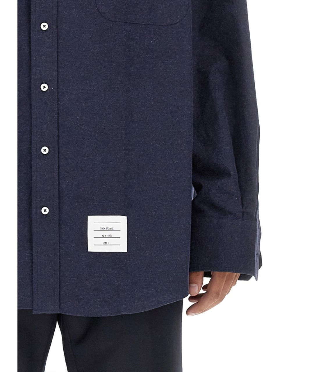 THOM BROWNE Синяя хлопковая кэжуал рубашка, фото 5