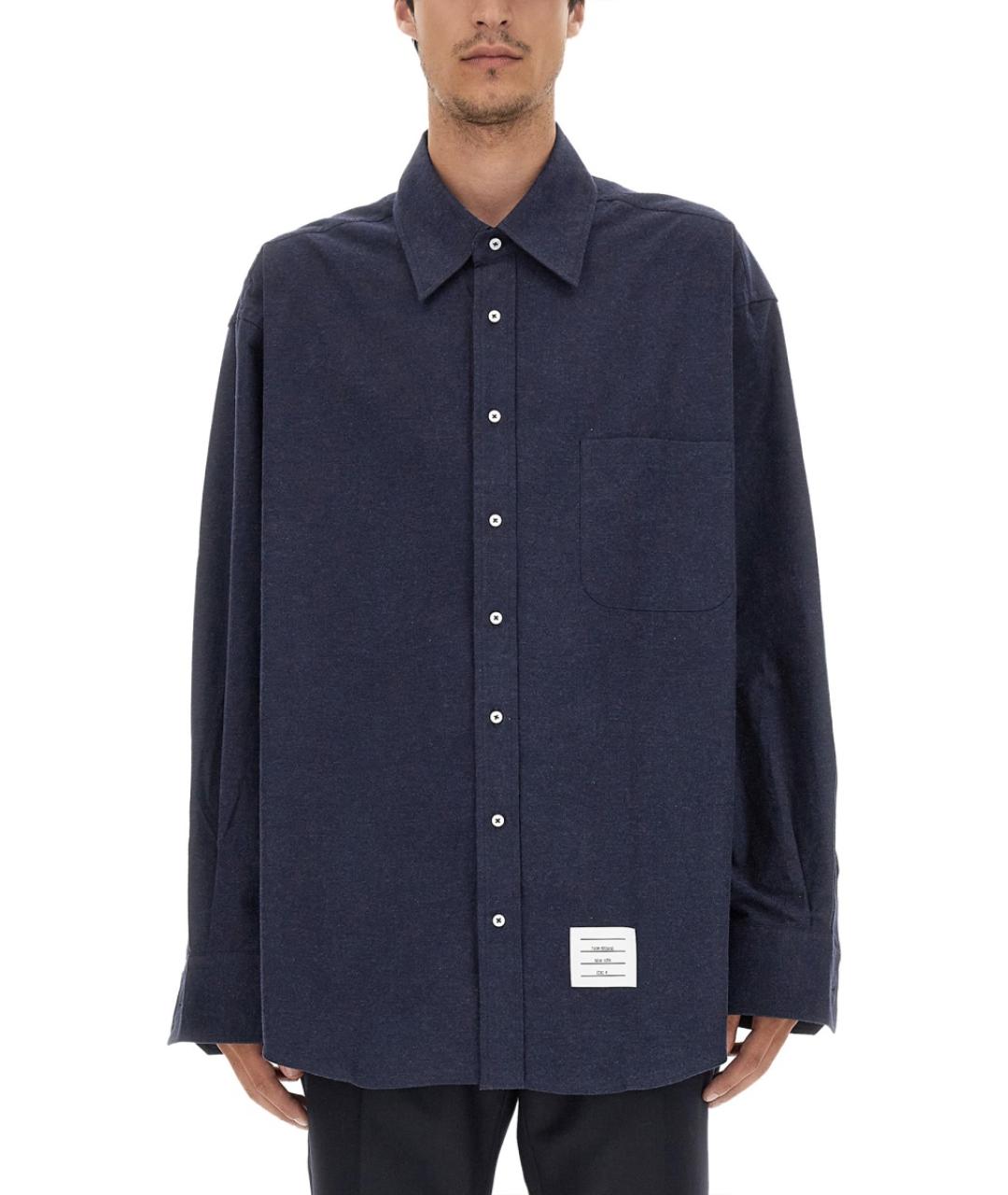 THOM BROWNE Синяя хлопковая кэжуал рубашка, фото 2