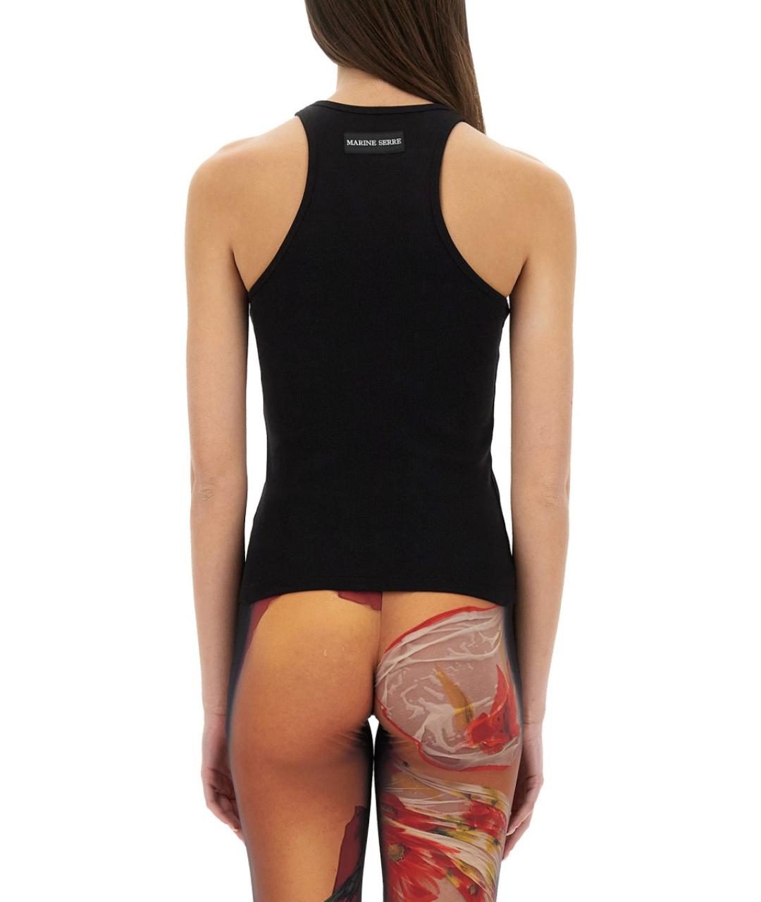MARINE SERRE Черная хлопковая майка, фото 3