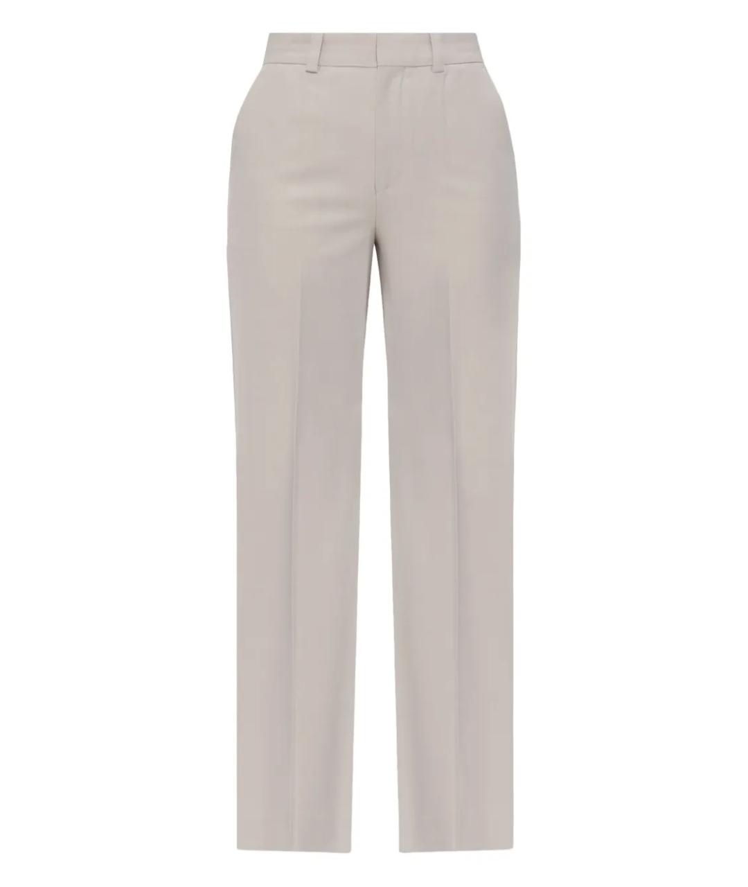 VICTORIA BECKHAM Бежевые полиэстеровые прямые брюки, фото 1
