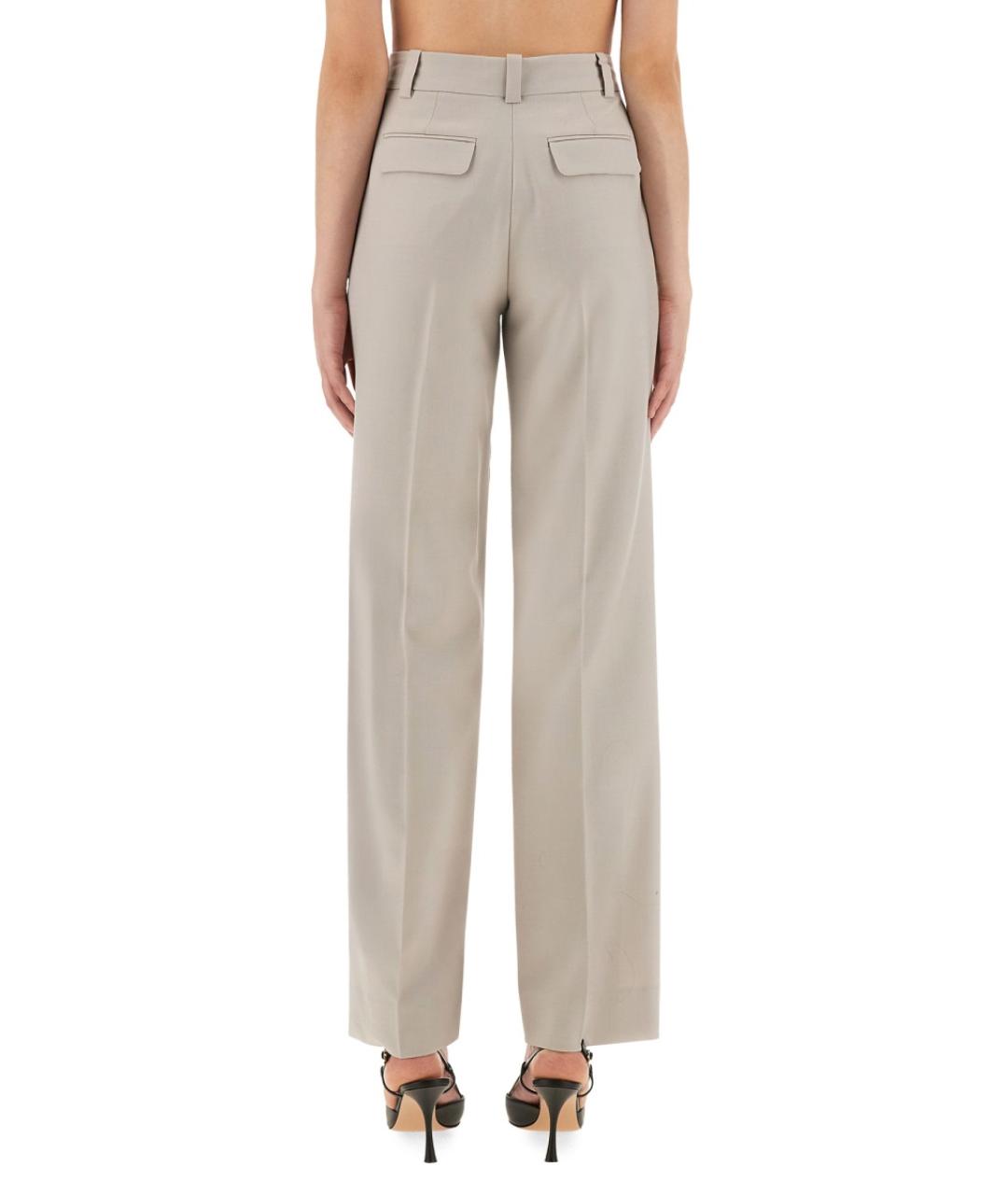 VICTORIA BECKHAM Бежевые полиэстеровые прямые брюки, фото 4