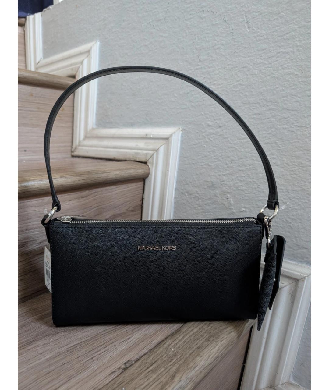 MICHAEL KORS Черная кожаная сумка через плечо, фото 3