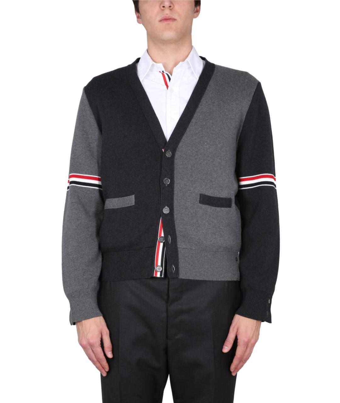 THOM BROWNE Серый хлопковый кардиган, фото 5