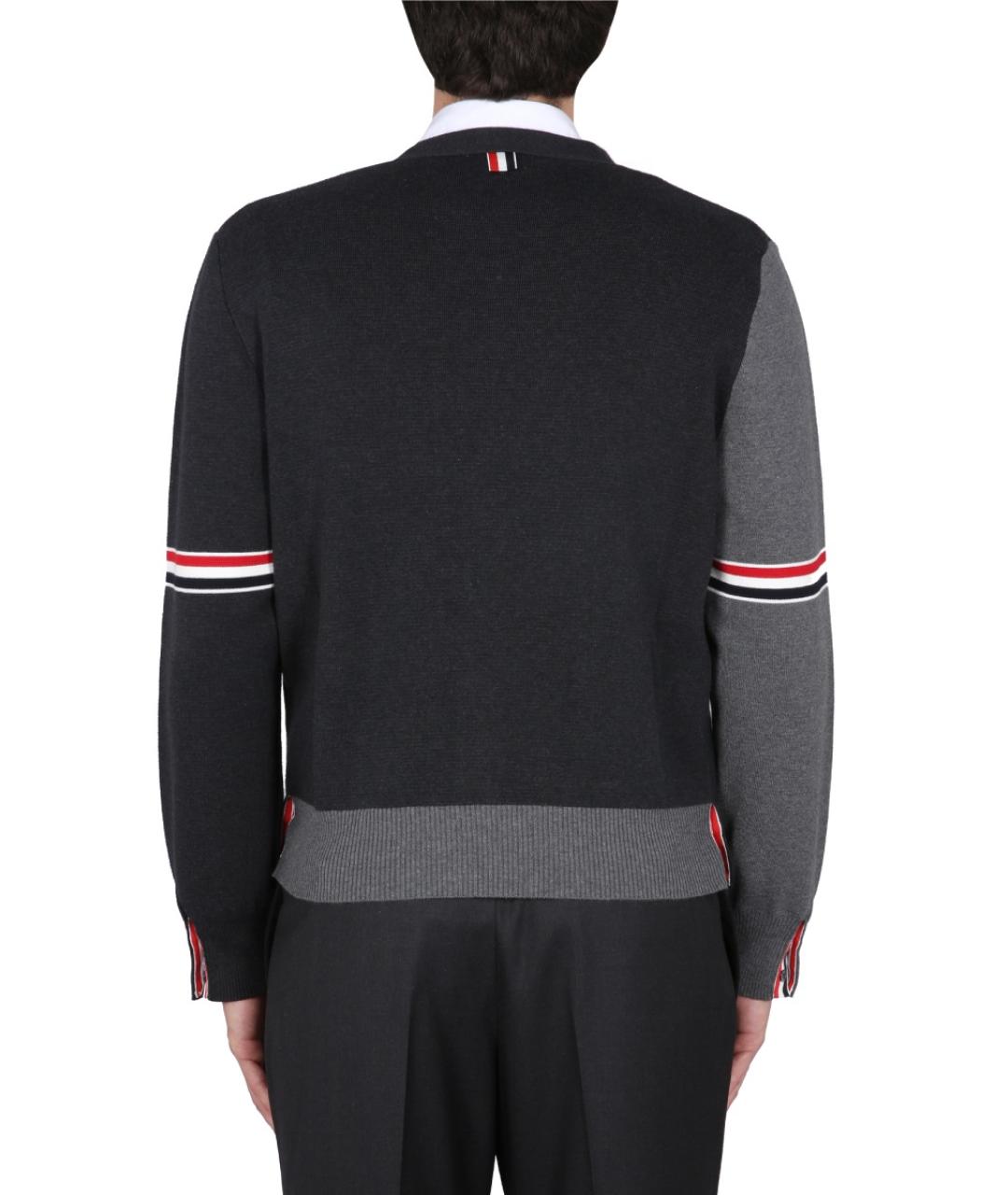 THOM BROWNE Серый хлопковый кардиган, фото 3