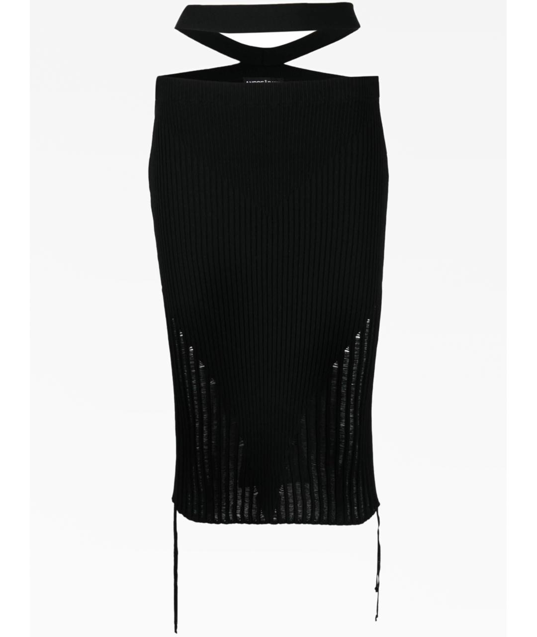 ANDREADAMO Черная вискозная юбка миди, фото 1