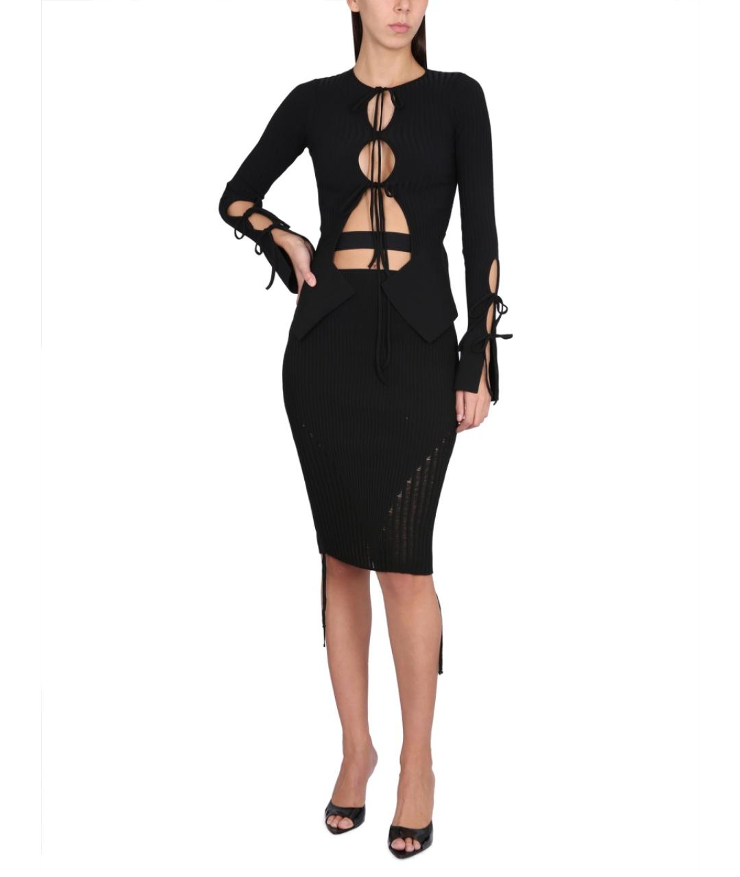 ANDREADAMO Черная вискозная юбка миди, фото 2