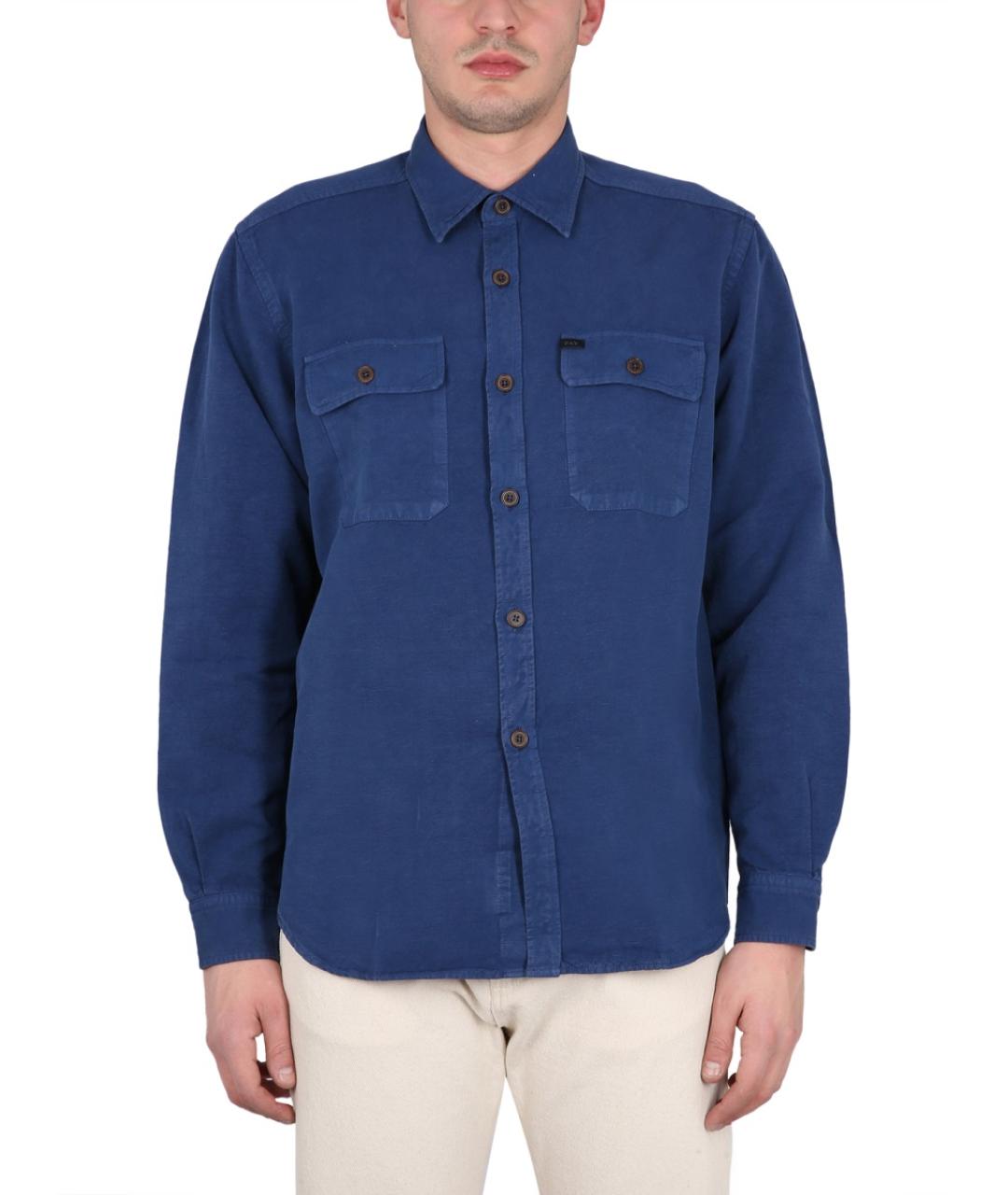 FAY Синяя хлопковая кэжуал рубашка, фото 5