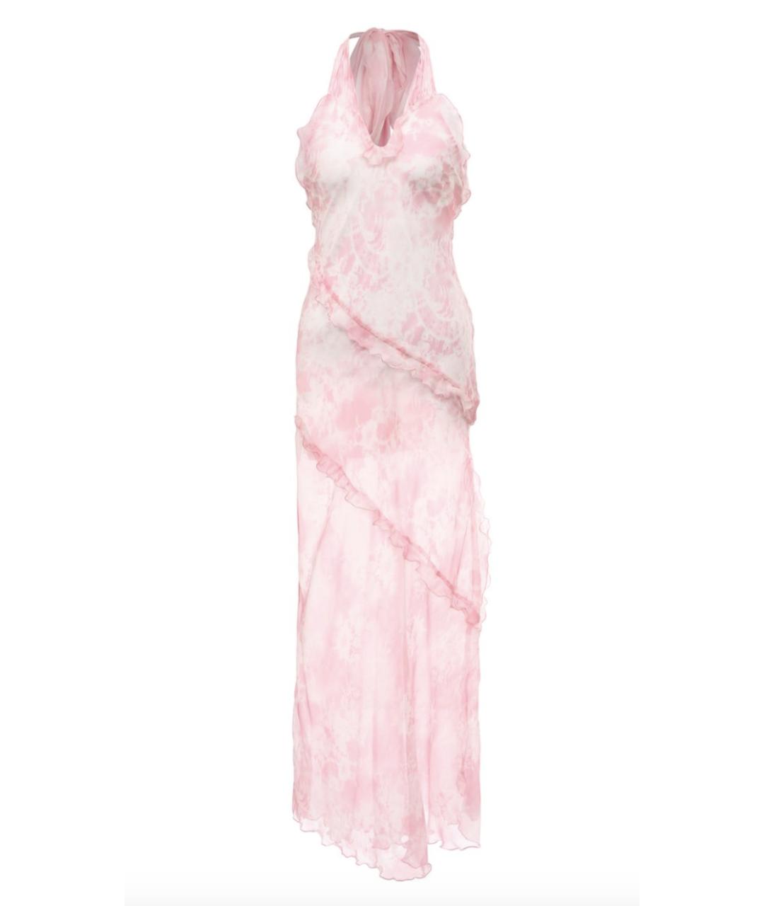 MSGM Розовое шелковое коктейльное платье, фото 1