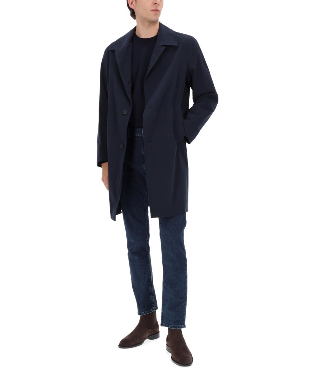 HUGO BOSS Синий хлопковый тренч / плащ, фото 2