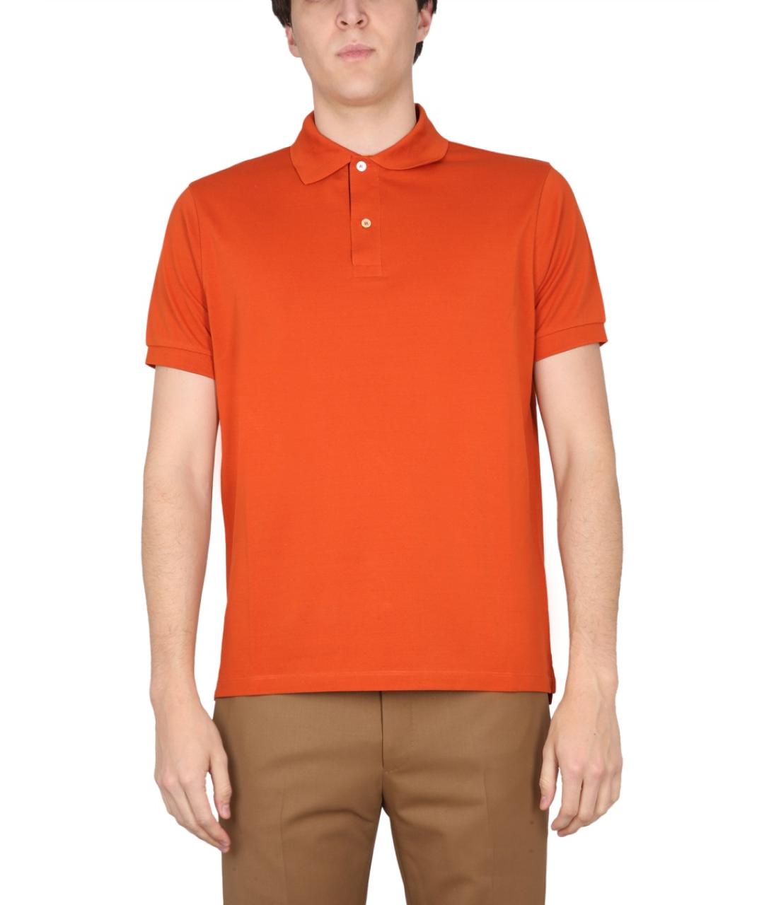 PAUL SMITH Оранжевое хлопковое поло с коротким рукавом, фото 5