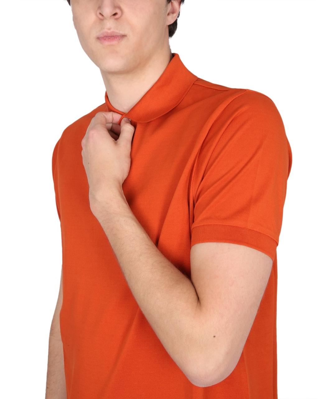 PAUL SMITH Оранжевое хлопковое поло с коротким рукавом, фото 4