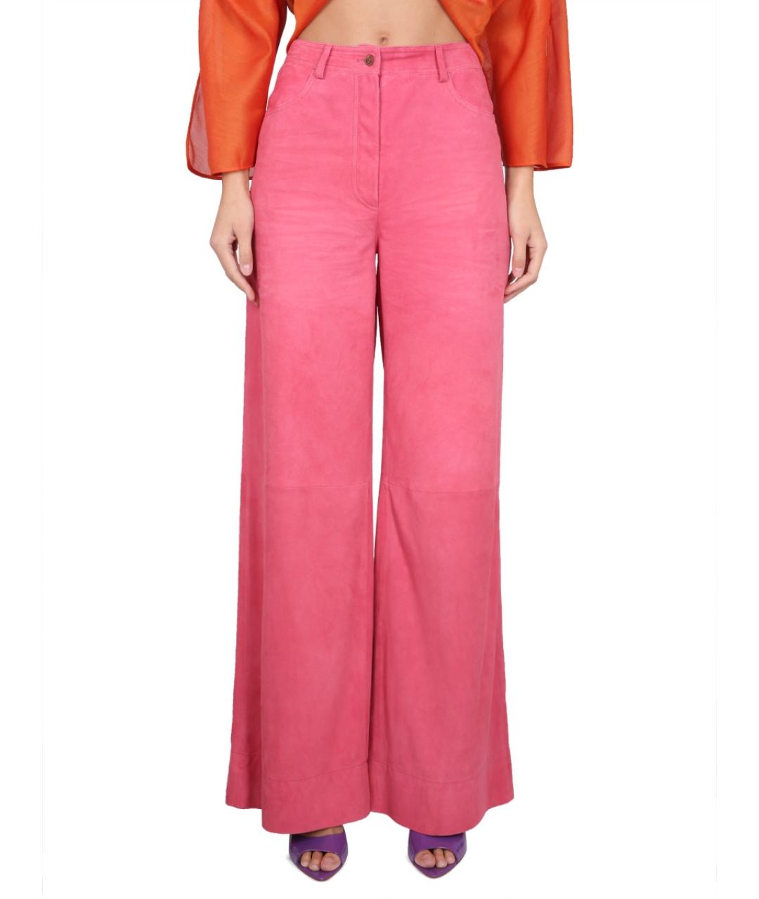 ALBERTA FERRETTI Фуксия замшевые прямые брюки, фото 2