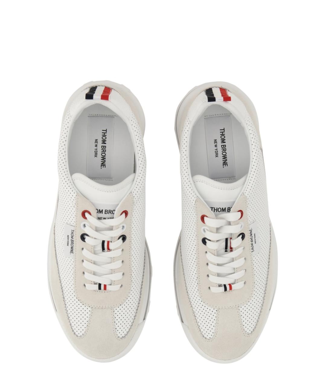 THOM BROWNE Белые кожаные кроссовки, фото 2