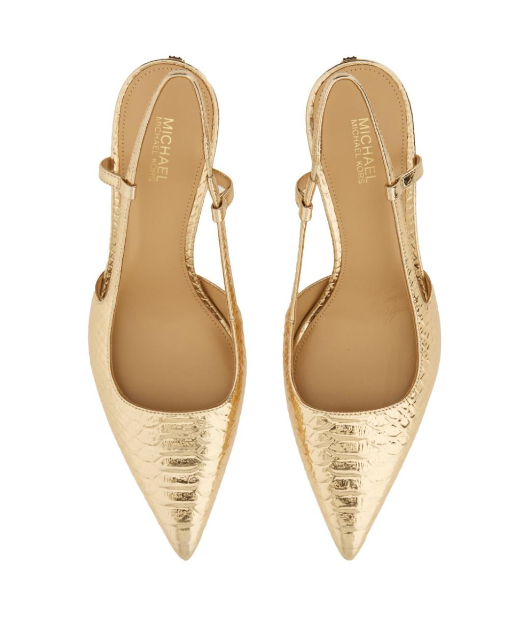 MICHAEL KORS Золотые кожаные туфли, фото 5