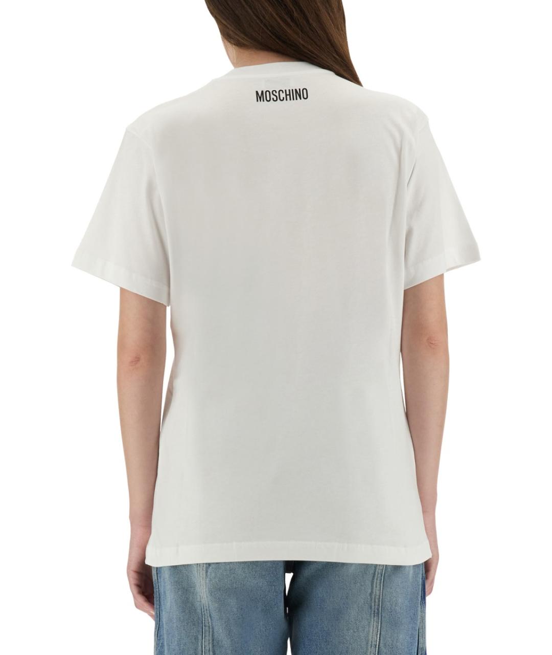 MOSCHINO Белая хлопковая футболка, фото 4