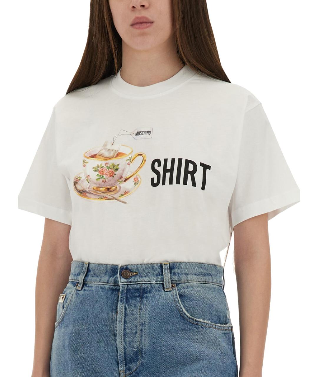 MOSCHINO Белая хлопковая футболка, фото 5
