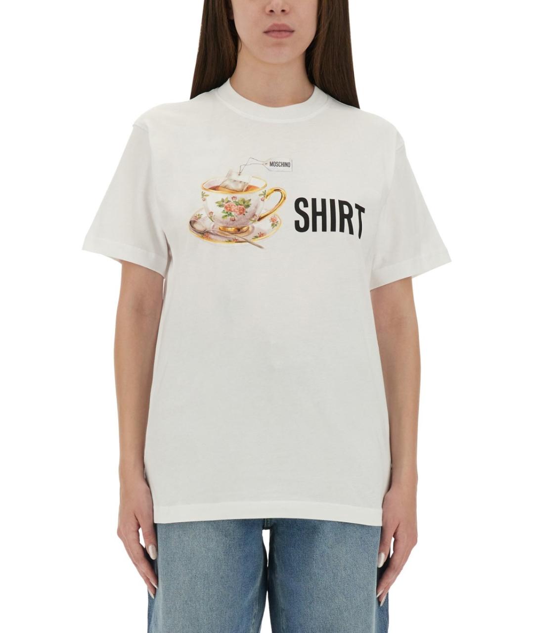 MOSCHINO Белая хлопковая футболка, фото 2